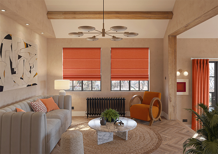 Carron, Tangerine - Motorised Roman Blind - Image 8